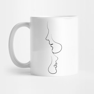 One Line Drawing, Black White faces Artwork, Minimalist Couple Art, Minimal Mug